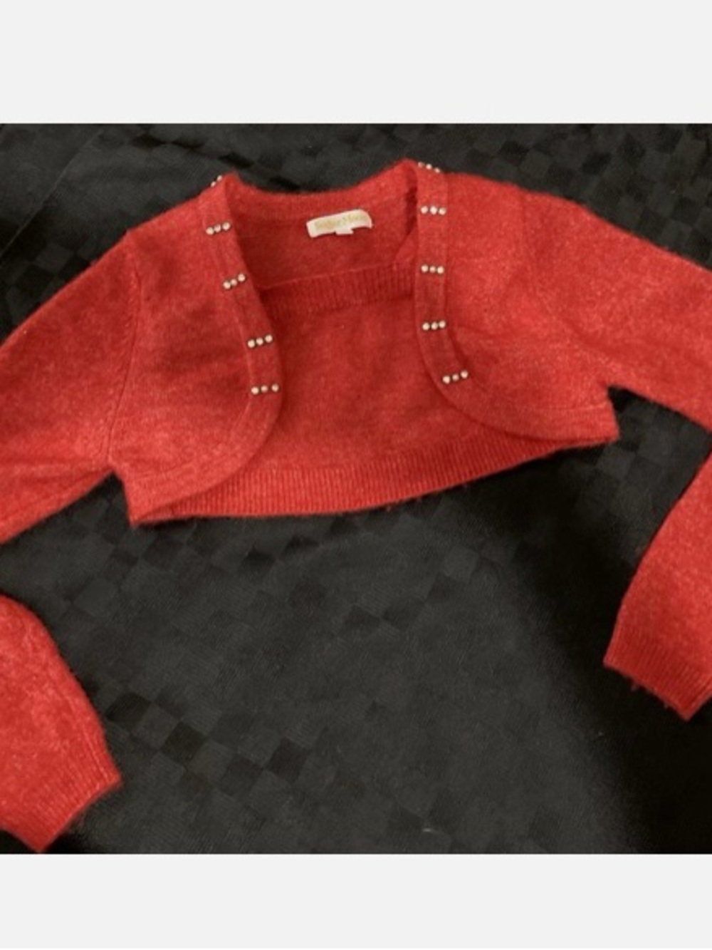 Cropped Strawberry Bolero Shrug with Decorative Bead Accents with crop top